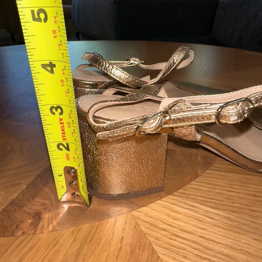 NWOT J. Crew Strappy block-heel sandals (60mm) in metallic gold leather - Picture 3 of 6